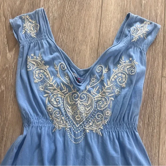Johnny Was Light Blue Embroidered Julien Tier Dress NWT - Picture 2 of 10